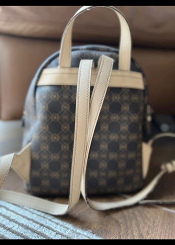 Kahverengi Baskılı Deri Kadın Sırt Çantası - Görsel 3