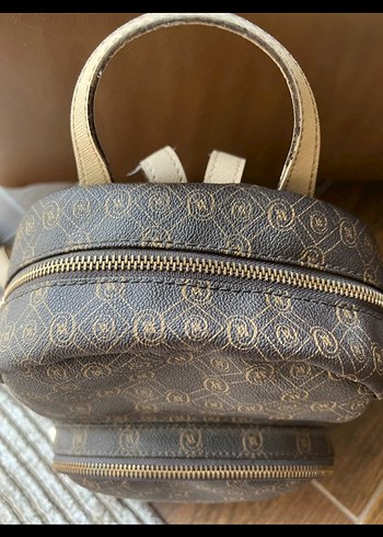 Kahverengi Baskılı Deri Kadın Sırt Çantası - Görsel 2