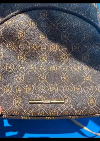 Kahverengi Baskılı Deri Kadın Sırt Çantası - Görsel 7