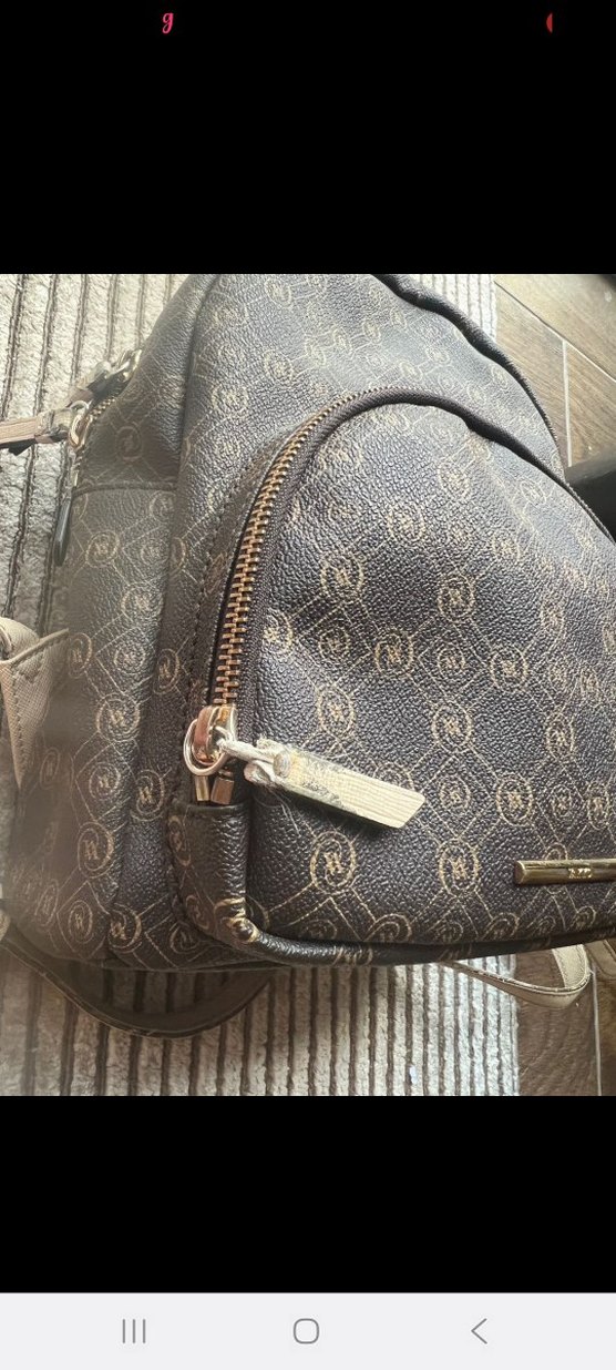 Kahverengi Baskılı Deri Kadın Sırt Çantası - Görsel 4