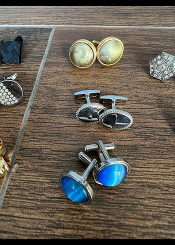 Erkek Klasik Gri ve Renkli Kol Düğmeleri Seti - Görsel 3