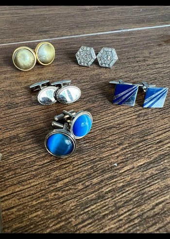 Erkek Klasik Gri ve Renkli Kol Düğmeleri Seti - Görsel 5