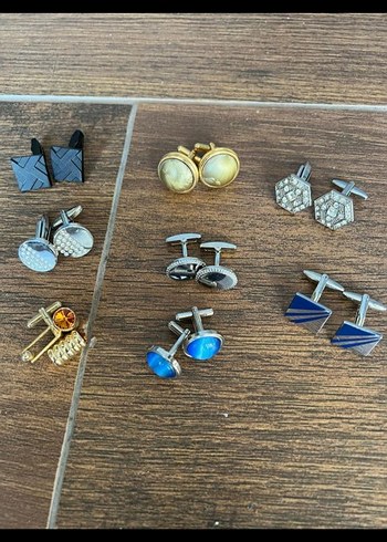 Erkek Klasik Gri ve Renkli Kol Düğmeleri Seti - Görsel 7