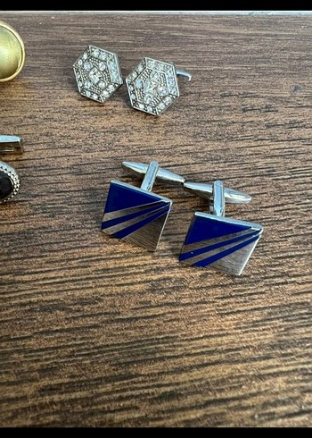 Erkek Klasik Gri ve Renkli Kol Düğmeleri Seti - Görsel 4