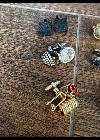 Erkek Klasik Gri ve Renkli Kol Düğmeleri Seti - Görsel 2