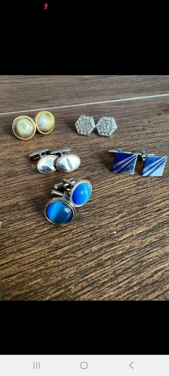 Erkek Klasik Gri ve Renkli Kol Düğmeleri Seti - Görsel 5