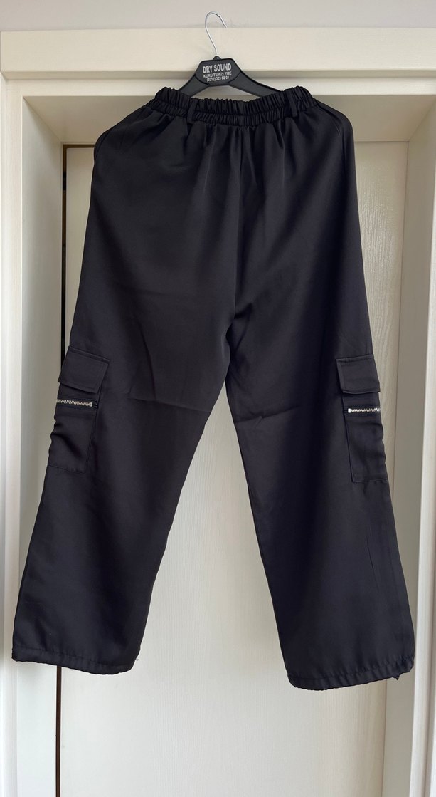 Siyah Kadın Salaş Zipperlı Pantolon - Görsel 2