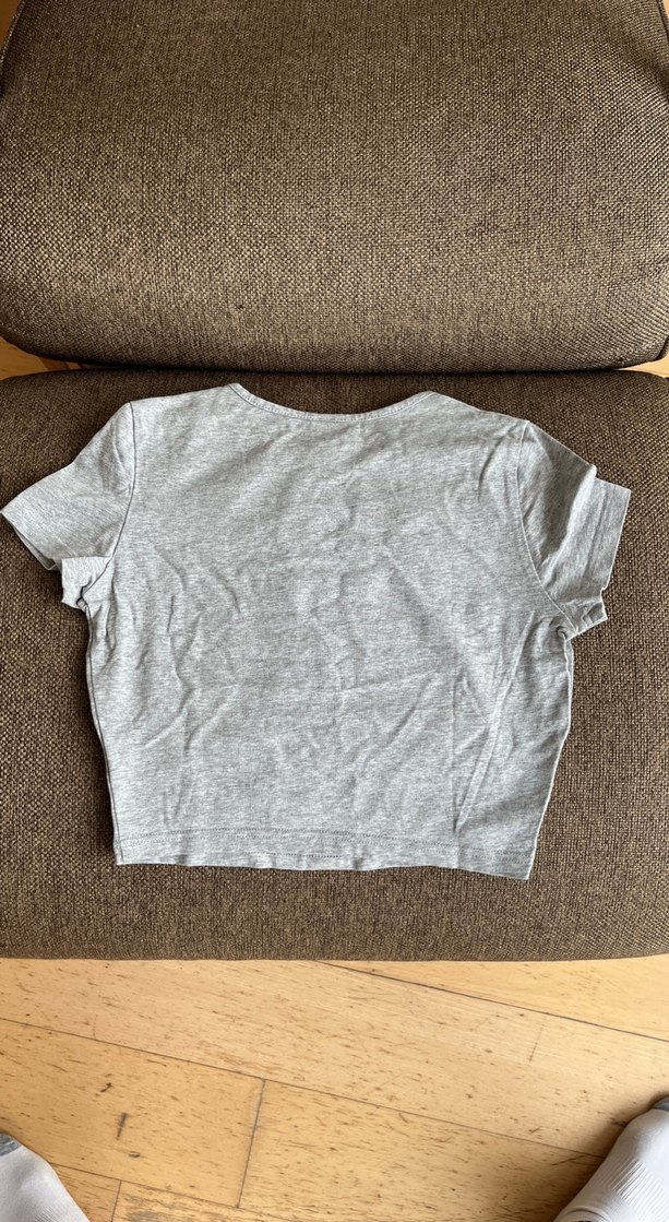 Gri Kız Tişörtü, Baskılı, Kısa Kollu - Görsel 2