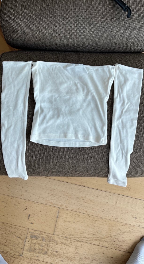 Baskılı Uzun Kollu Kısa Straplez Tişört - Görsel 2