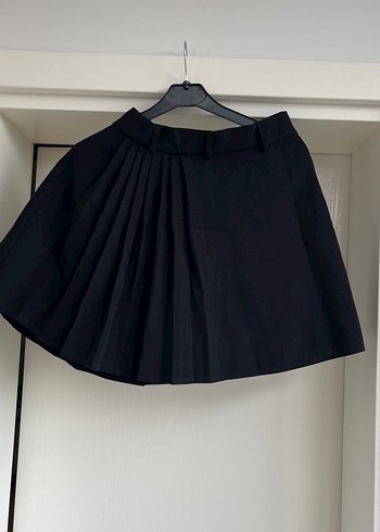 Kadın Siyah Pileli Mini Etek - Görsel 2