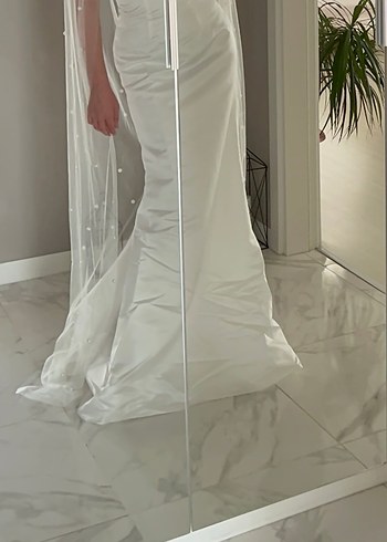 Oleg Cassini Straplez Beyaz A Kesim Düğün Elbisesi - Görsel 3