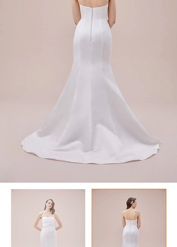 Oleg Cassini Straplez Beyaz A Kesim Düğün Elbisesi - Görsel 2