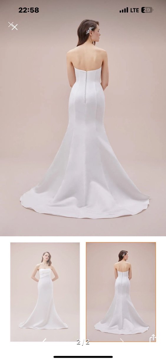 Oleg Cassini Straplez Beyaz A Kesim Düğün Elbisesi - Görsel 2