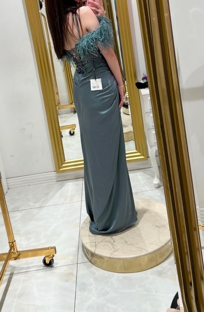 Ns Spossa İşlemeli Uzun Abiye Elbise - Görsel 3