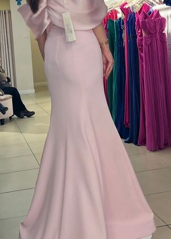 Alfabeta Pembe Uzun Abiye Elbise - Görsel 5