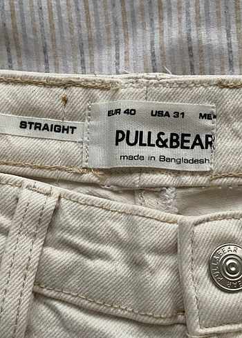 Pull & Bear Straight Kot Krem Şort - Görsel 3