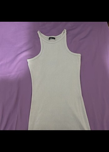 Gri Uzun Kollu Sade Kadın Elbise - Görsel 2