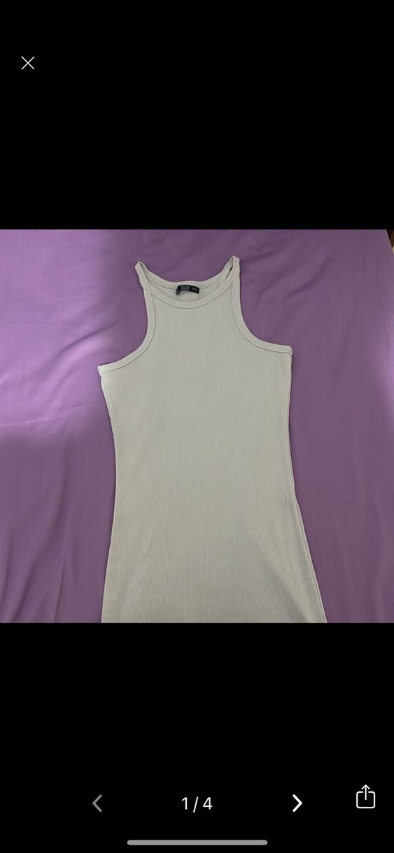 Gri Uzun Kollu Sade Kadın Elbise - Görsel 2