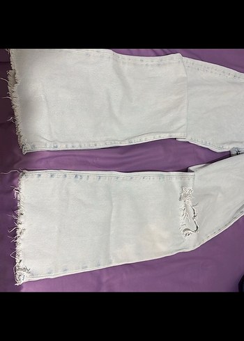 Düğmeli Mavi Tie-Dye Kadın Jean Pantolon - Görsel 2