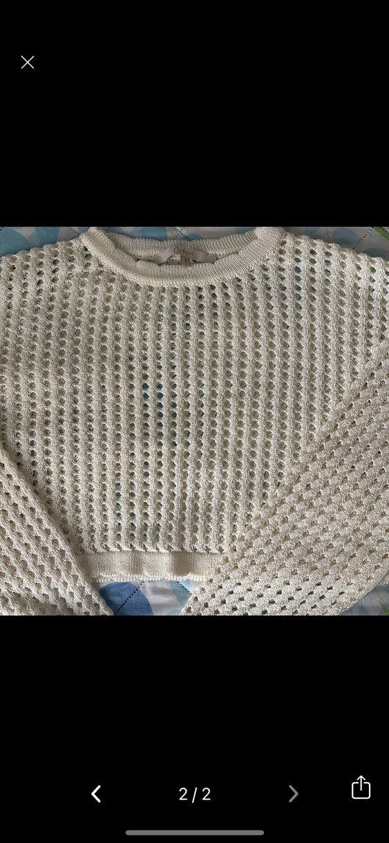 Beyaz Örgü Kadın Uzun Kollu Kazak - Görsel 2