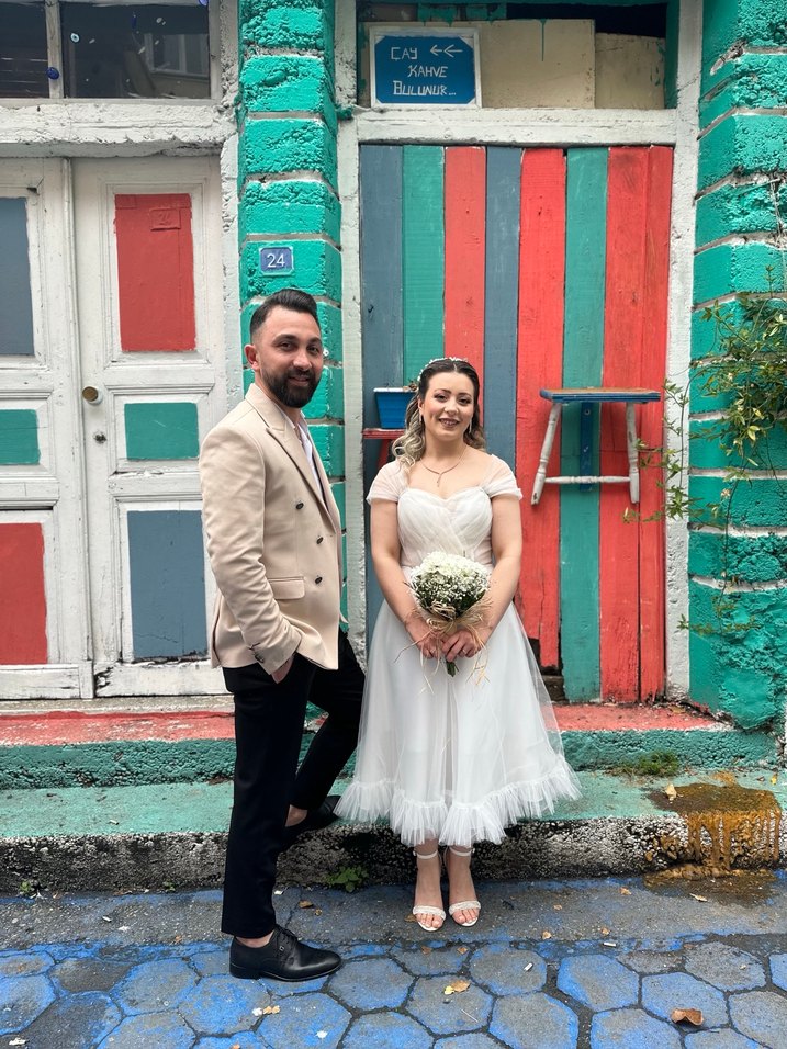 Beyaz Midi Bohem nikah elbisesi - Görsel 3