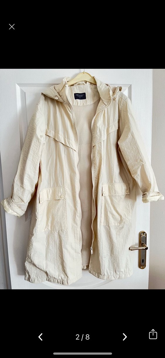 Bej Uzun Keten Kadın Yağmurluk - Görsel 2