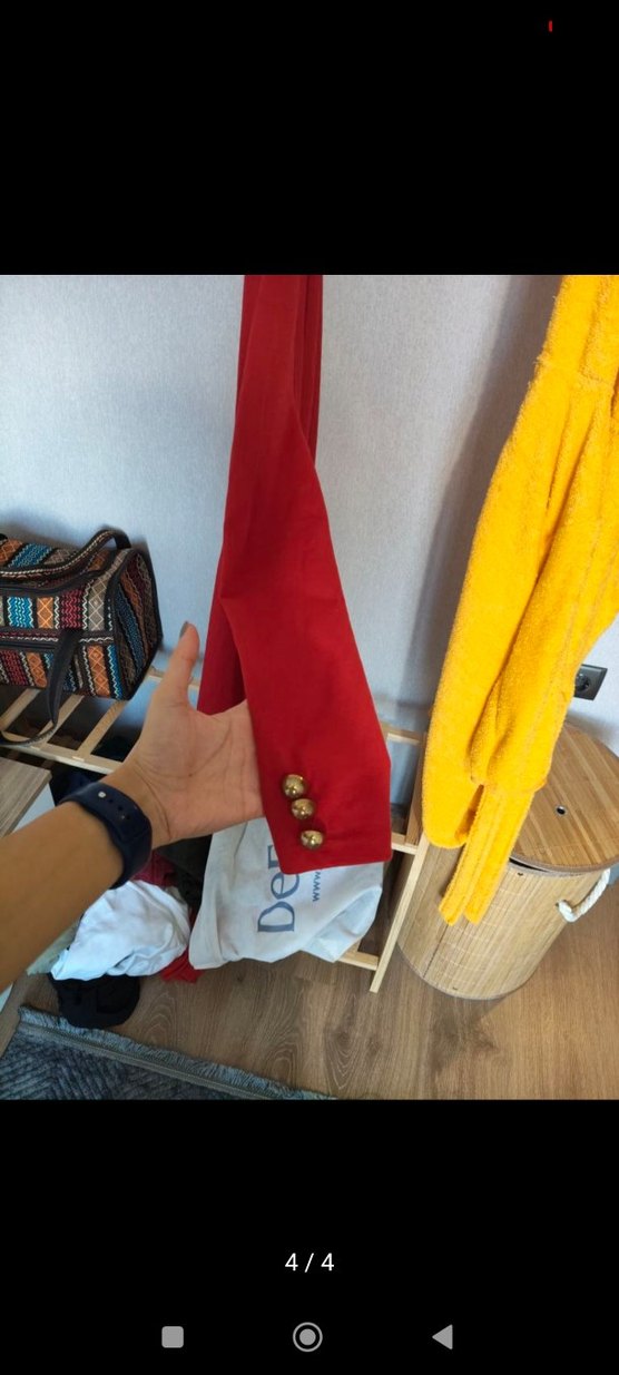 Kırmızı Düğmeli ceket Elbise - Görsel 4