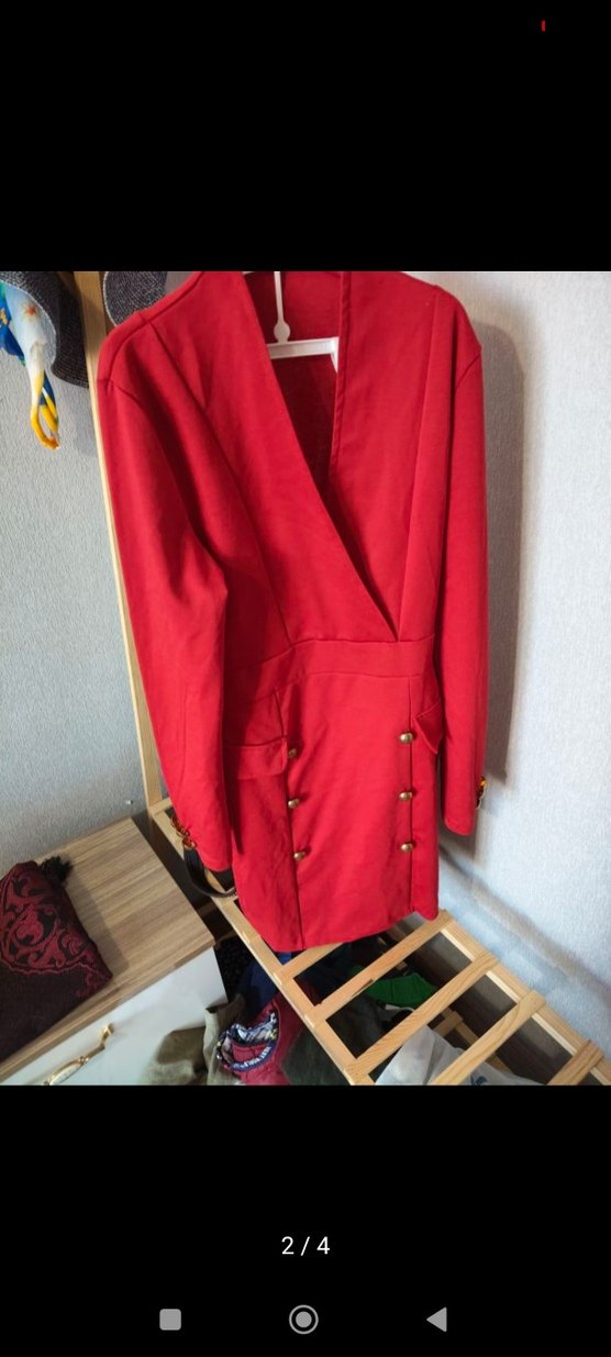 Kırmızı Düğmeli ceket Elbise - Görsel 2
