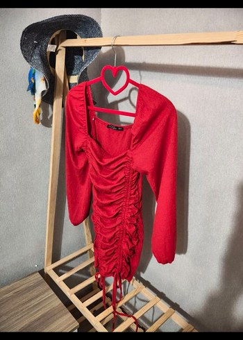 Uzun Kollu Drapeli Elbise - Görsel 2