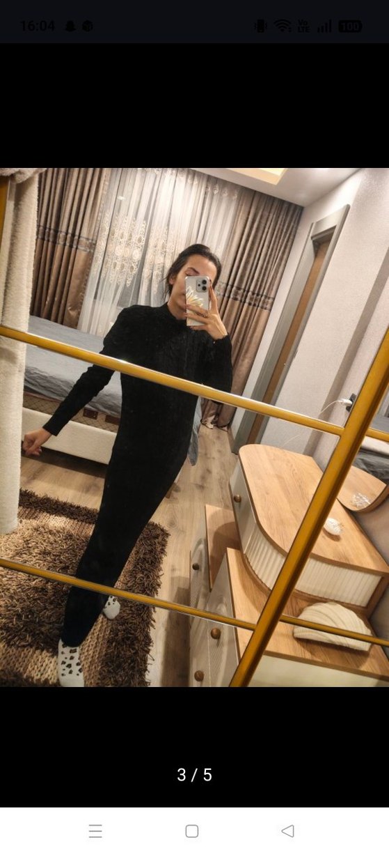 Siyah Triko Uzun Balıkçı Yaka Elbise - Görsel 3