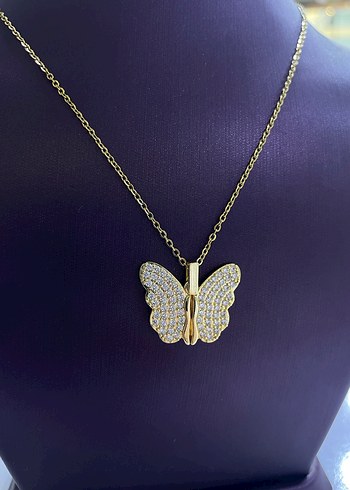 Kelebek Figürlü Altın Mini Kolye - Görsel 2