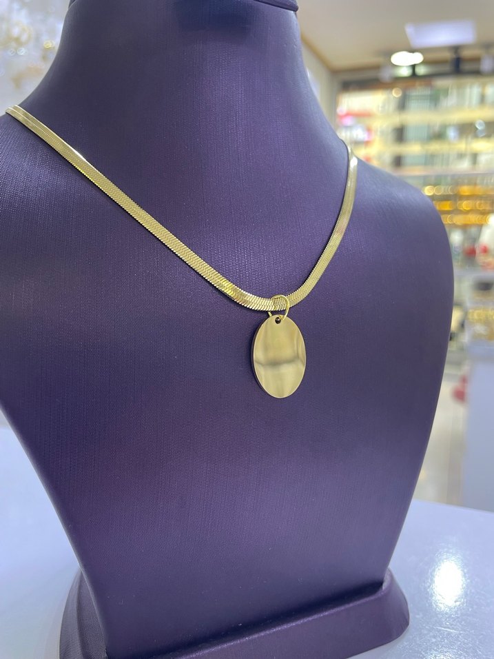 Altın Renkli Mini Desenli Zincir Kolye - Görsel 2