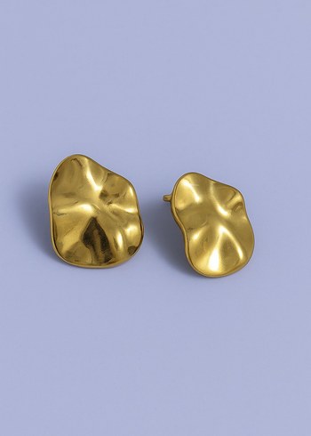 Kadın Altın Renkli Zara Model Paslanmaz Çelik Küpeler - Görsel 2