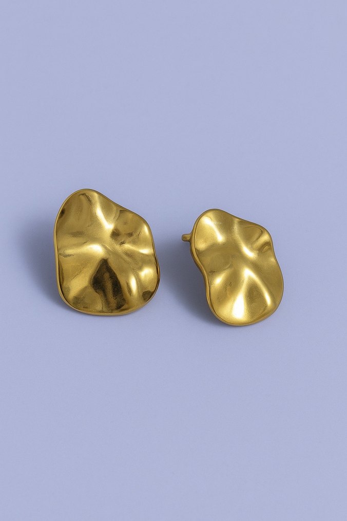 Kadın Altın Renkli Zara Model Paslanmaz Çelik Küpeler - Görsel 2