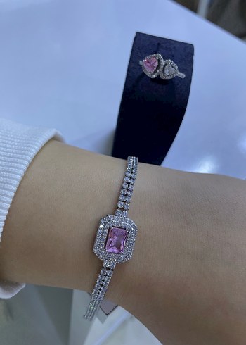 Pembe Taşlı Pandora Model Takı Seti - Görsel 2