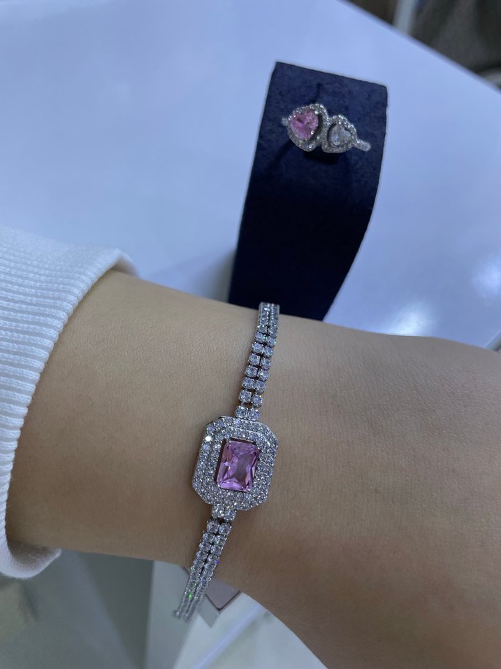 Pembe Taşlı Pandora Model Takı Seti - Görsel 2