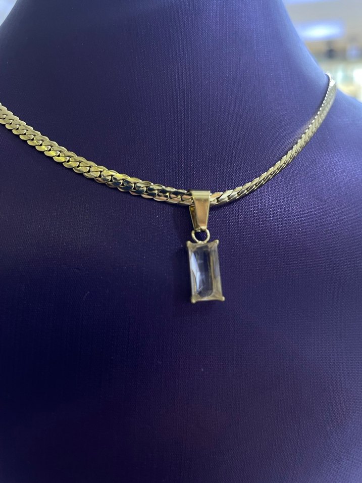 Altın Renk Mini  Desenli Zincir Kolye - Görsel 2