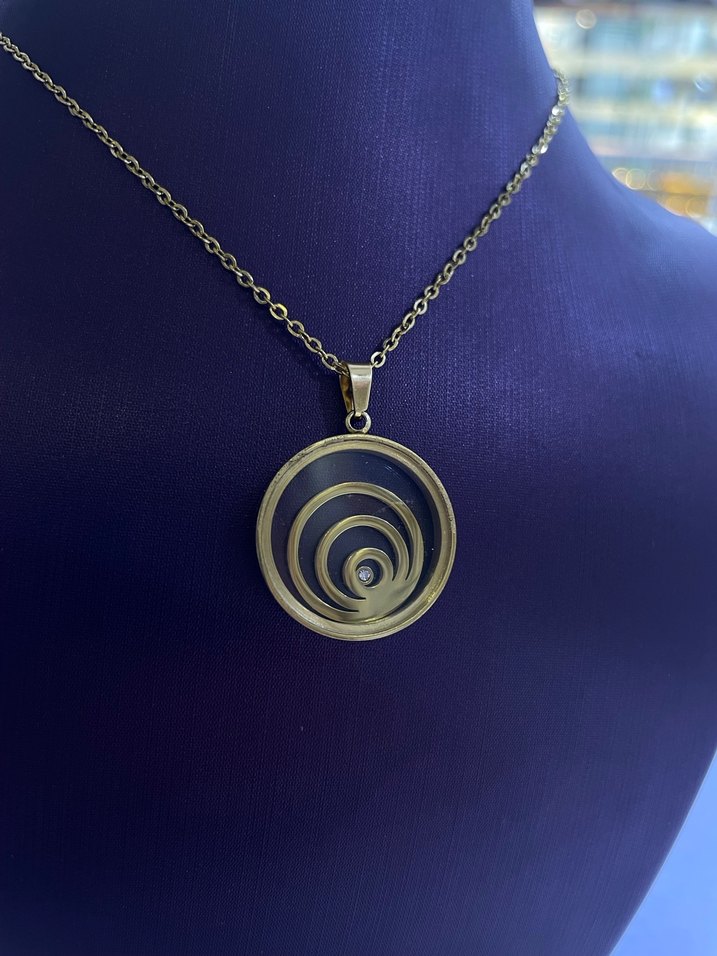 Altın Renkli Mini Zincirli Desenli Kolye - Görsel 2