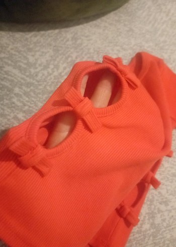 Kız Çocuk Kısa Kollu Kırmızı Fırfırlı Tişört - Görsel 2