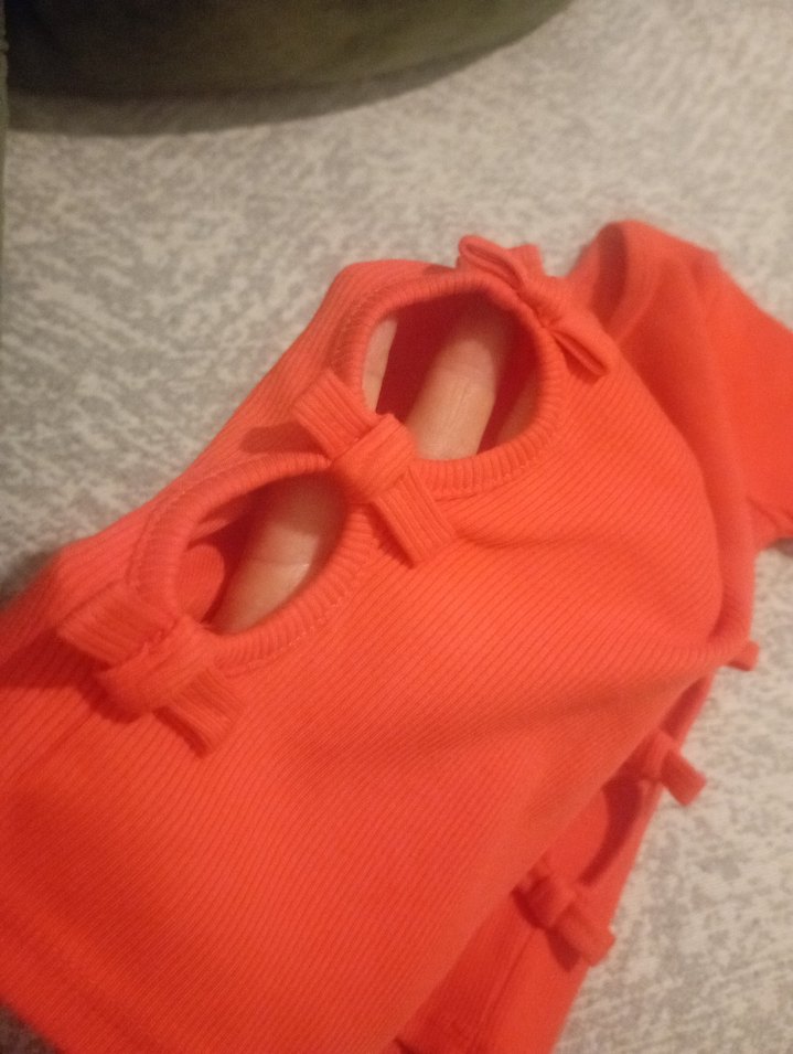 Kız Çocuk Kısa Kollu Kırmızı Fırfırlı Tişört - Görsel 2