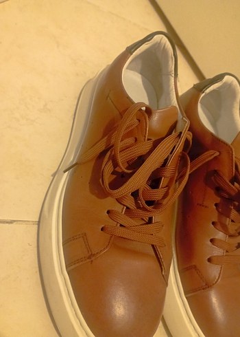 Bej Deri Erkek Spor Ayakkabı - Görsel 2