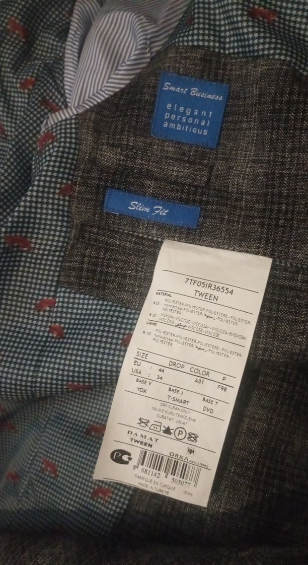 Gri Erkek Regular Fit Ceket kol boyu 58 cm boyu 69cm bel 44 cm - Görsel 3