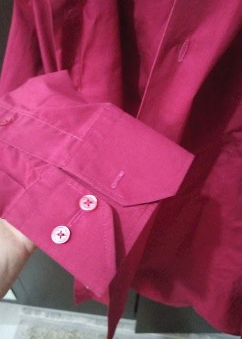 Kırmızı Erkek Gömlek, Uzun Kollu, Düğmeli - Görsel 5