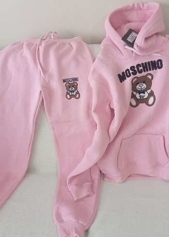 Moschino Pembe Kapusonlu Sweatshirt Ve Esofman