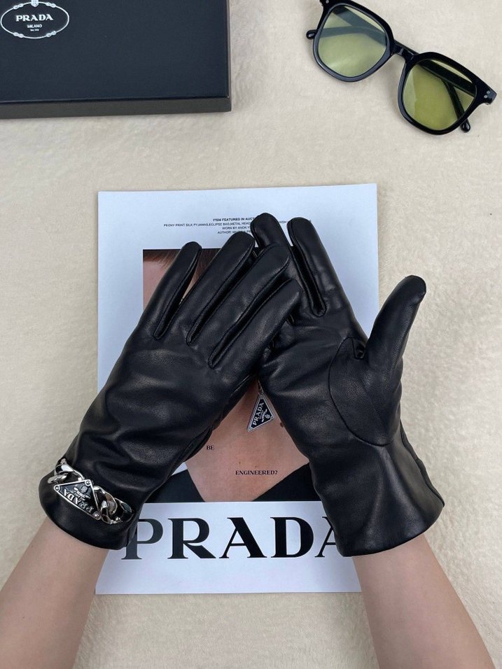 Prada Siyah Deri Kadın Eldiven - Görsel 2