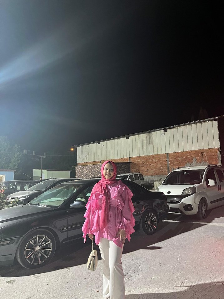 Pembe fırfırlı Poplin gömlek - Görsel 2