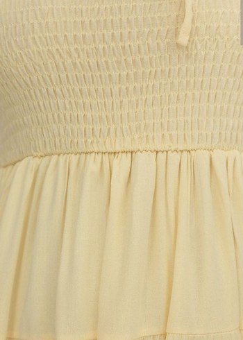 Sarı Mini Elbise, Askılı, Fırfırlı - Görsel 2
