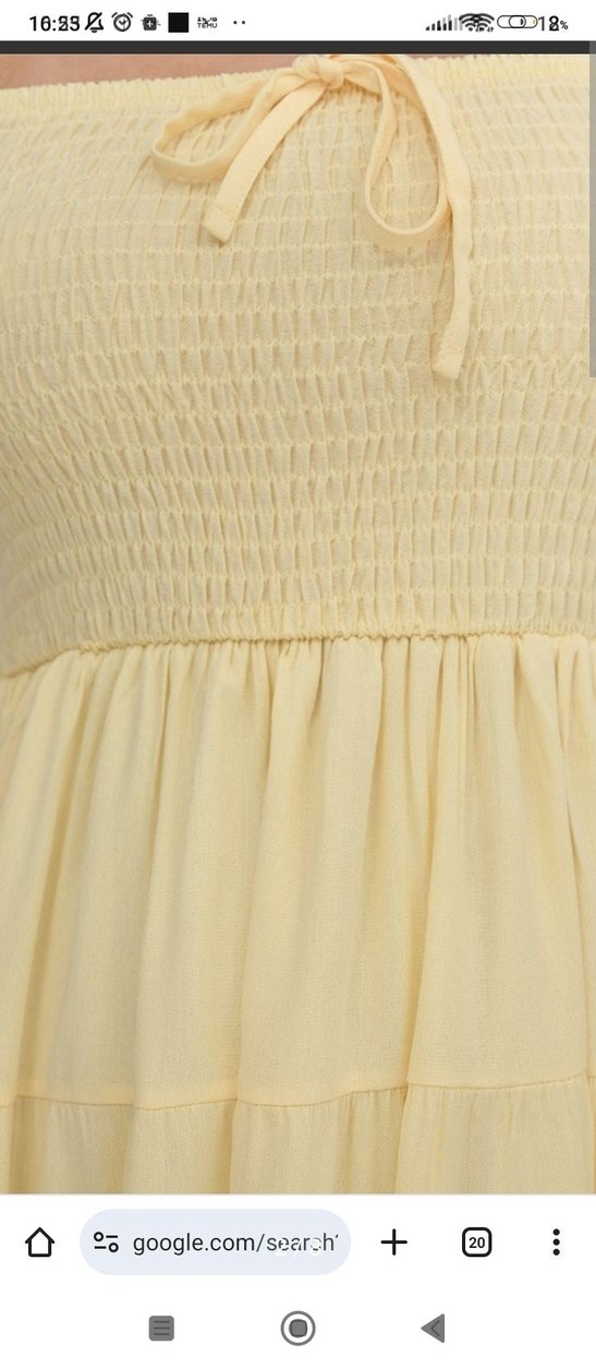 Sarı Mini Elbise, Askılı, Fırfırlı - Görsel 2