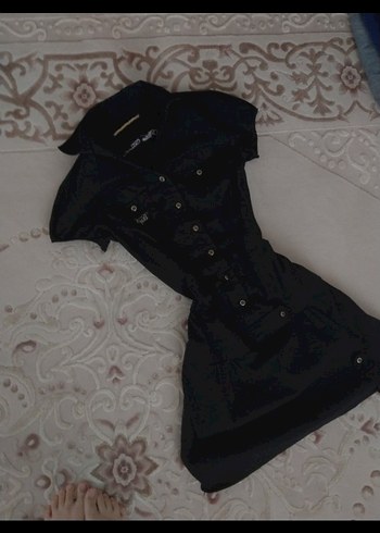 Düğmeli Siyah Gotik Midi Kadın elbise - Görsel 2