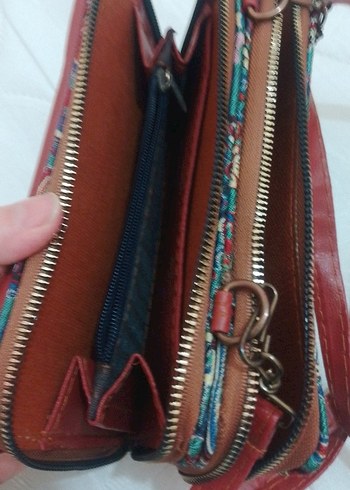 Nakışlı Kırmızı Deri Kadın Çanta - Görsel 3